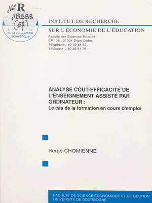 cover image of Analyse coût-efficacité de l'enseignement assisté par ordinateur